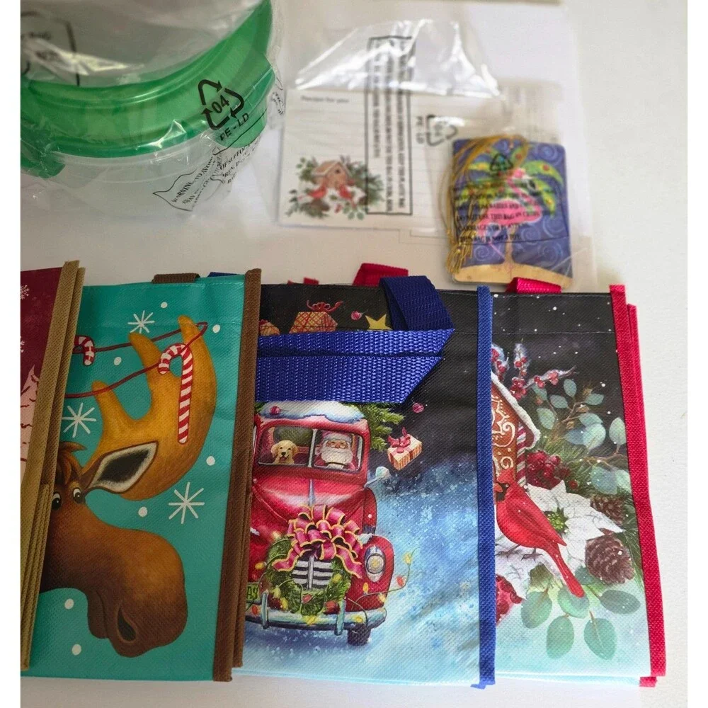 Lock & Lock K50282 6 Bowl Holiday Gift Bag Set 3.5 Cup Open Box